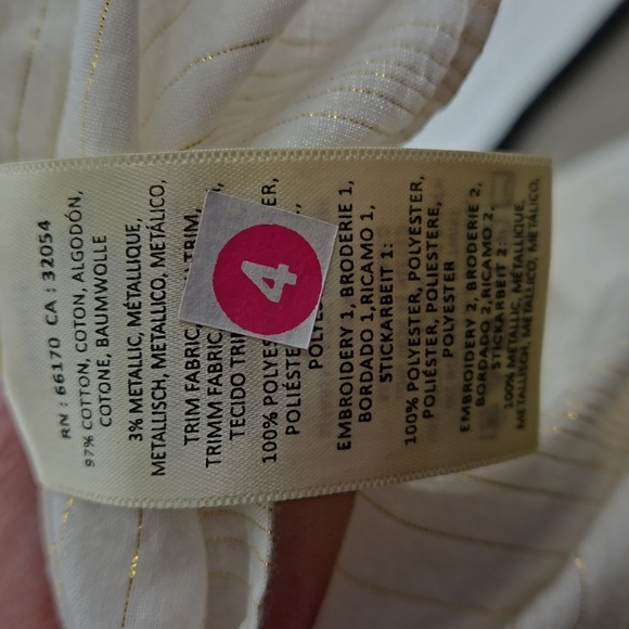 Anthropologie Floreat Womens Embroidered Lace Peplum Blouse Gold Thread  Size 10 - Picture 13 of 16